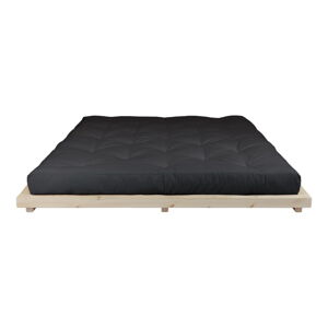 Dvoulůžková postel z borovicového dřeva s matrací Karup Design Dock Comfort Mat Natural Clear/Black, 180 x 200 cm