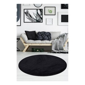 Černý koberec Milano, ⌀ 90 cm