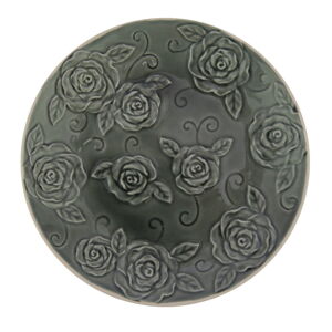 Tmavě zelený ozdobný talíř Antic Line Roses, ⌀ 25,5 cm