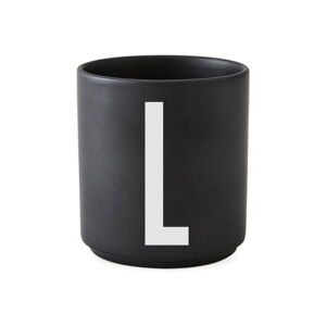 Černý porcelánový šálek Design Letters Alphabet L, 250 ml