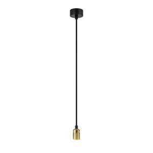Černé závěsné svítidlo bez stínidla s objímkou ve zlaté barvě Bulb Attack Uno