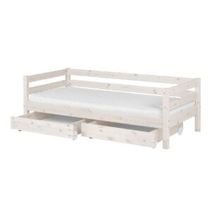 Bílá dětská postel z borovicového dřeva s 2 zásuvkami Flexa Classic, 90 x 200 cm