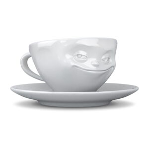 Bílý usměvavý porcelánový hrnek na kávu 58products, objem 200 ml