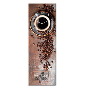 Skleněné nástěnné hodiny Styler First Coffee, 20 x 60 cm