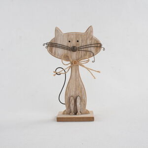 Dřevěná dekorace ve tvaru kočky Dakls Cats, výška 18 cm