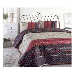 Set přehozu přes postel a povlaku na polštář s příměsí bavlny Aries Maroon, 160 x 220 cm