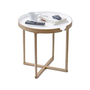 Bílý odkládací stolek z dubového dřeva s odnímatelnou deskou Wireworks Damieh, 45 x 45 cm