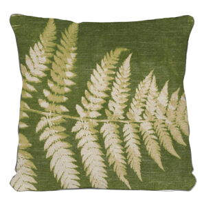 Zelený polštář s motivem listu Linen Couture Leaves, 45 x 45 cm