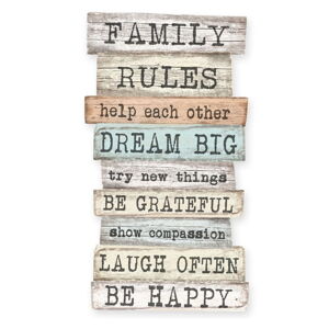 Dekorativní cedule Little Nice Things Family Rules, 50 x 30 cm