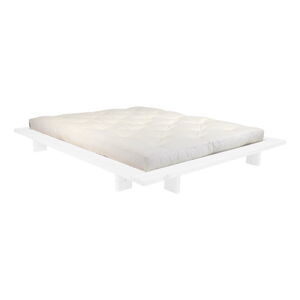 Dvoulůžková postel z borovicového dřeva s matrací Karup Design Japan Double Latex White/Natural, 140 x 200 cm