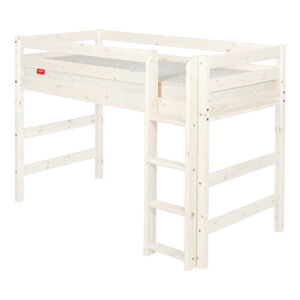 Bílá dětská vyšší postel z borovicového dřeva Flexa Classic, 90 x 200 cm