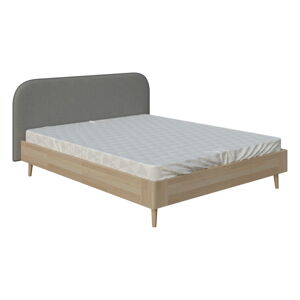 Šedá dvoulůžková postel ProSpánek Lagom Plain Wood, 140 x 200 cm