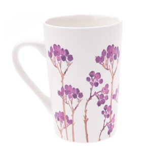 Bílý porcelánový hrneček s fialovým květinovým motivem Dakls, 0,4 l
