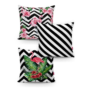 Sada 3 povlaků na polštáře Minimalist Cushion Covers BW Stripes Jungle, 45 x 45 cm