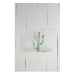 Bílo-zelená koupelnová předložka Tropica Cactus III, 60 x 40 cm