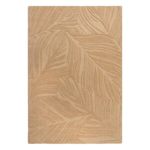 Světle hnědý vlněný koberec Flair Rugs Lino Leaf, 160 x 230 cm