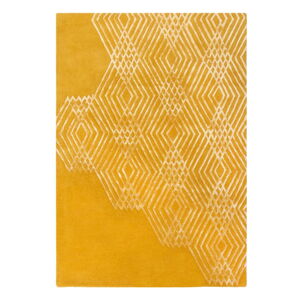 Žlutý vlněný koberec Flair Rugs Diamonds, 120 x 170 cm