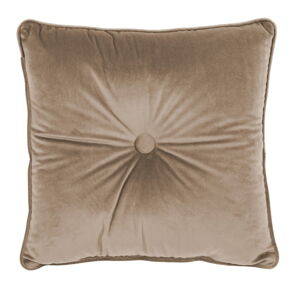 Světle hnědý polštář Tiseco Home Studio Velvet Button, 45 x 45 cm