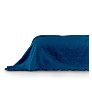 Modrý přehoz přes postel AmeliaHome Tilia, 240 x 220 cm
