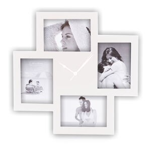 Bílé nástěnné hodiny s fotorámečky Tomasucci Collage