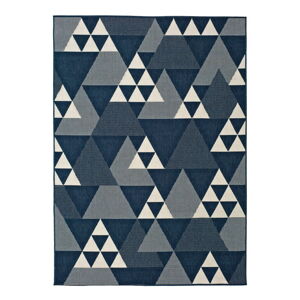 Modrý venkovní koberec Universal Clhoe Triangles, 80 x 150 cm