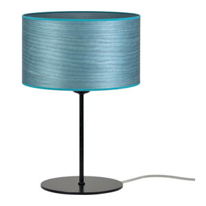 Modrá stolní lampa z přírodní dýhy Bulb Attack Ocho S, ⌀ 25 cm