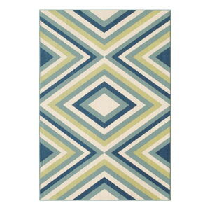 Modro-zelený venkovní koberec Floorita Rombi, 133 x 190 cm