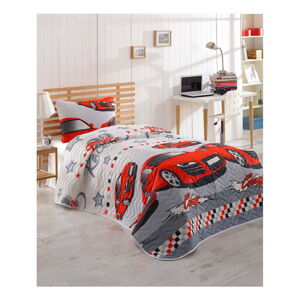 Set přehozu přes postel a povlaku na polštář s příměsí bavlny Eponj Home Crazy Red, 160 x 220 cm