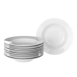 Sada 12 bílých hlubokých porcelánových talířů Casa Selección Elegant