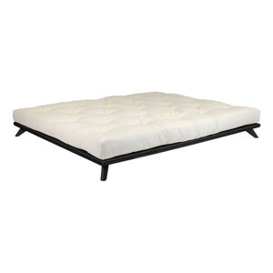 Dvoulůžková postel z borovicového dřeva s matrací Karup Design Senza Comfort Mat Black/Natural, 160 x 200 cm