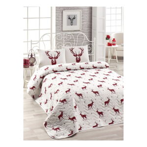 Set přehozu přes postel a povlaku na polštář s příměsí bavlny Geyik Claret Red, 160 x 220 cm