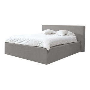 Světle šedá čalouněná dvoulůžková postel s úložným prostorem s roštem 160x200 cm Nihad – Bobochic Paris