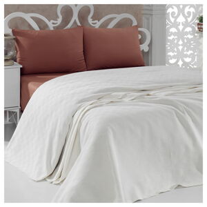Bavlněný lehký přehoz přes postel Pique Cream, 200 x 240 cm
