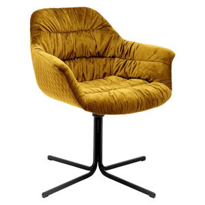 Žlutá židle se sametovým čalouněním Kare Design Swivel
